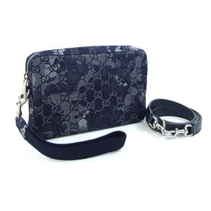 Gucci Shoulder Bag 849009 GG Denim Navy Crossbody Bag, Second with Hand Strap...